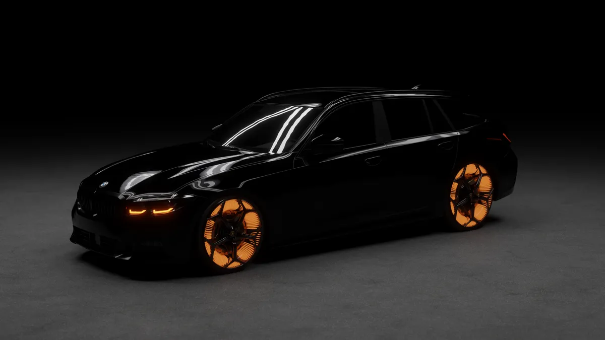 Fotorealistisches 3D-Rendering eines schwarzen BMW – Car-Wrapping Black Edition
